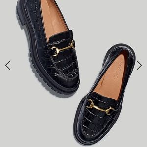 Madewell Black Croc-Embossed Loafers